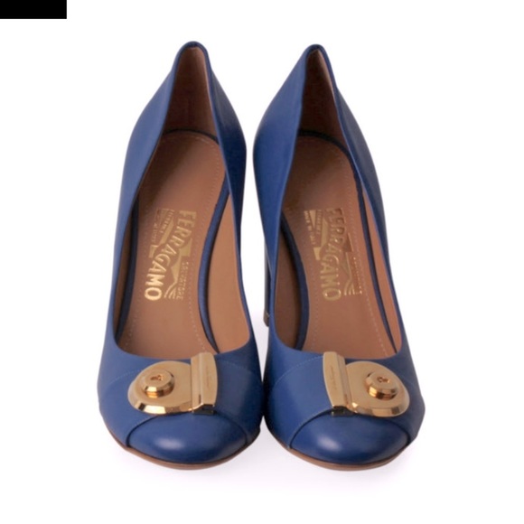 Salvatore Ferragamo Leather Pumps BlueSize: 9.5